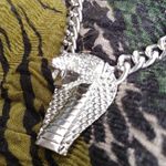 Bold Silver Statement 3D Cobra Snake Necklace Set Photo 3