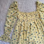 We Wore What Dress Smocked Maxi Off Shoulder Watercolor Ditsy Yellow S NWT New Photo 5