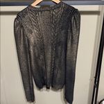 EXPRESS Metallic Black and Gold Cardigan Shoulder Pads Size Large Photo 4
