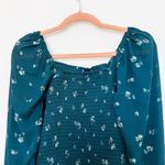 Abercrombie & Fitch Womens Blouse Size S Teal Floral Crop Fairy Cottage Prairie Photo 5