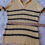 Liz Claiborne  Yellow Black Striped Stripe Sweater Long Medium/Large Top Winter Photo 4