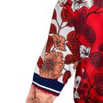 Warm NY Floral Top with Contrast Striped Rib Trim Blue Size M Photo 3