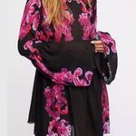 Free People EUC Symphony Bell Sleeve Dress / Tunic Top Black Floral Generous XS Photo 2
