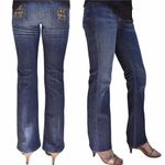 7 For All Mankind new ® ☯︎︎ Gold Medallion Embroidered Bootcut Jeans ☯︎︎ NY Dark Photo 3