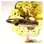 Coro vintage yellow flower rhinestone clip on earrings Photo 4