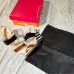 Kate Spade  7.5 M Slingback Wedge Sandal Stripes ISOLA Neutral Old Money Resort Photo 2