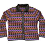 Sigrid Olsen VTG  Wool Knit Jacket Cardigan Leather Colorful Women APPROX Medium Photo 0