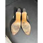 Salvatore Ferragamo Vintage Suede Mary Jane Heels Navy Blue Gold Buckle Strap 8 Photo 6