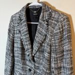 DKNY  Tweed Blazer Fringed Jacket Career Business Black‎ Gray White Size 8 Photo 1