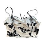 ZARA  Velvet Floral corset crop bustier corset style top medium tan and black Photo 1