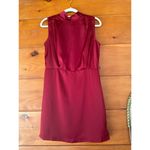 Lulus  Classic Elegance Wine Red Satin Sleeveless Mock Neck Dress Cocktail XS Photo 2