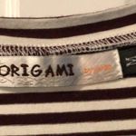 Origami by Vivian Sleeveless Short Dress Striped W/Floral Ruffle Hem Size Medium Purple Photo 1