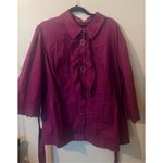 Lane Bryant Women's Purple Ruffle Shirt Jacket Belted Plus Size 28 NWT Photo 2