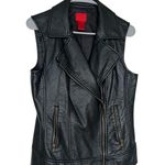 Christina Black Sleeveless Leather Vest with Wide Collar and Asymmetrical Zipper Size M Photo 5