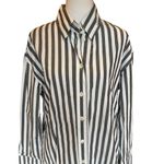 Banana Republic Gray White Striped Poplin Shirt Dress Womens Size Medium Tall Photo 3