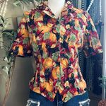 Vintage Handmade Halloween Whimsical Pumpkin Black Cat Frog Button Up Shirt Red Size M Photo 0