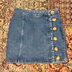 Free People FINAL PRICD DROP  Little Daisies Blue Denim Button Front Mini Skirt Photo 1