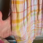 American Eagle Size L Dream Smocked Tank Dress Colorful Plaid Linen Mini Cottage Photo 2