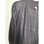 Zuda Black Leopard Large Full Zip Up Casual Jacket Shiny Athleisure Workout Wear Photo 2