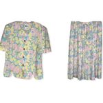 Vintage‎ Leslie Faye Floral Skirt Set Blue Size 12 Photo 1