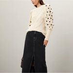 Marie Oliver White Balloon Sleeve Sweater XL Cottage Cotton Bobble Designer $258 Photo 4