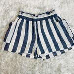 AQUA Blue White Striped Paperbag Waist Shorts Sz Medium Photo 0