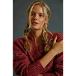 Anthropologie  Frances Shimmer Cropped Sweater‎ Red Motif Cabernet Size Small Photo 1