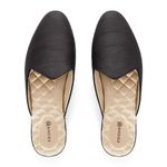 Birdies The Raven Mule in Satin Slubbed Shantung Black Photo 2