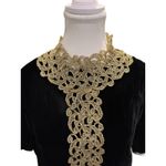 Handmade Black Velvet Gold Lace Trim Shift Dress Old Money Holiday Classic Whimsygoth M Photo 3