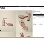 Maje Patent Leather Block Heel Sandals Rhinestone Ankle Strap Rose Blush 40 Photo 1