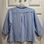 Donna Karan  Light Blue Striped Sleep shirt Size L 3/4 sleeves front buttons. Photo 1