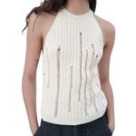 ZARA OPENWORK KNIT HALTER TOP ECRU Photo 0
