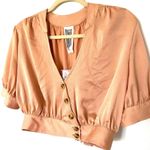 Free People NWT  Stay Bold Rose Crop Button Down Top Short Sleeve Lightweight S Photo 9