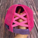 Simply Southern  Distressed Mama Bear Womens Cap Pink & Purple Ponytail Back Photo 4