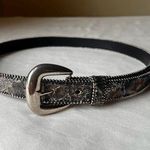 Vintage Floral Glitter Lace Bonded Leather Belt Beaded Edge Silver Buckle 30 Gray Photo 0