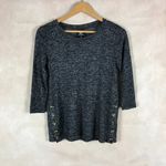 Bobeau  Charcoal Soft Hacci Side Button Knit Top XS Photo 5