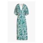 Ba&sh  Vee Wrap-effect Midi Lady Dress Size Small Green White NEW Animal Print Photo 2