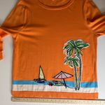 Talbots  Beach Sweater Sz XL Orange Cotton Tropical Nautical Palm Tree Summer‎ Photo 7