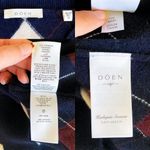 Doen Harlequin Cashmere Sweater Diamond Cream Navy Argyle Medium EUC Blue Photo 5