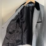 Vintage Houndstooth Blazer Velvet Collar Career Jacket Size 38 Modern Large Black Photo 9