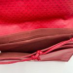 Liz Claiborne Vintage 1984 Red Leather Flap Bag Purse Geometric Print Adjustable Photo 9