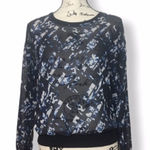 Mossimo Sheer Abstract Print Blouse | Size S | Blue Black Lightweight Top Photo 0