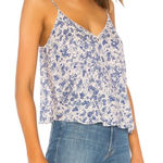 Free People  blue & white‎ floral scalloped cami top Size S Photo 0