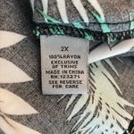 Tropical Leaf Print Sleeveless Button Down Beach Resort Plus Dress Cover Up Green Size 2X Photo 7