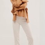 Free People NWT $78 Sea Salt In My Feelings Velvet Crop Slim Flare Pants L Photo 1