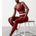 Athleta New S Interval Stash 7/8 Stripe TIght Redwood Small Regular Photo 5