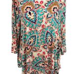 Chico's Bombay Medallion Shirt Tail Top 3/4 Sleeve Multi Pattern Size 2 NWT Photo 0