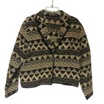 NEW IDENTITY Aztec Geometric Print Cotton Blazer XL Black Tan Single Button Photo 0