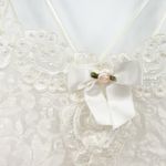 California Dynasty Vintage Lingerie Coquette Beaded Sheer Lace Bodysuit‎ Size S White Photo 1