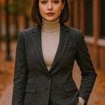 United Colors Of Benetton Benetton Womens Academia Wool Blazer Jacket Small Gray Preppy Career Workwear Photo 0